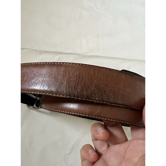 Ermenegildo Zegna Reversible Leather Belt Brown Black Silver Buckle Sz 38 Italy - Picture 11 of 14